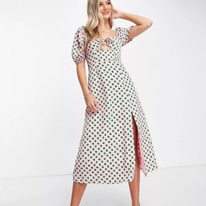 ASOS pink and green polka dot maxi dress size 12